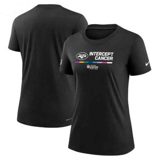 Women New York Jets 2022 Black Crucial Catch Performance T Shirt